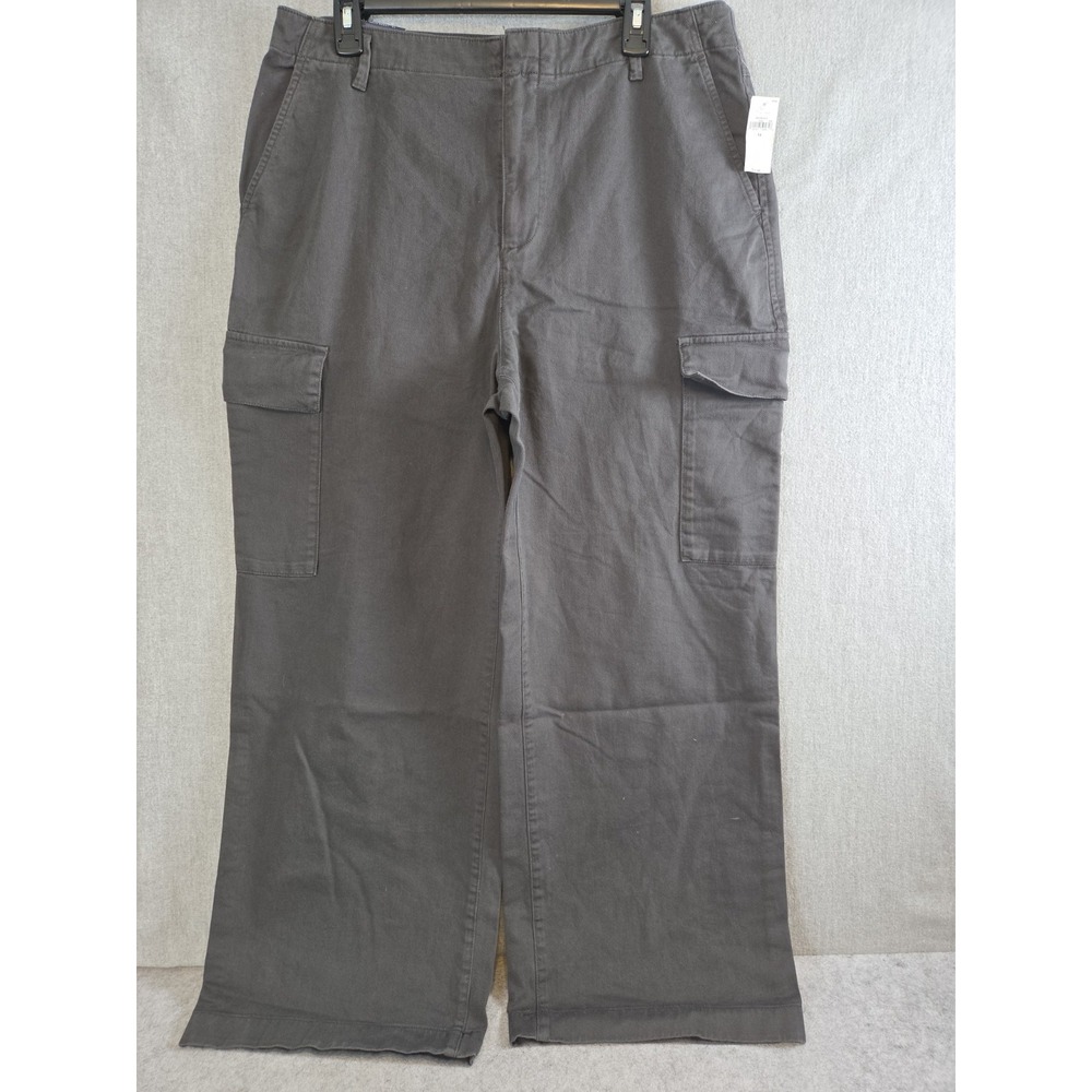 Gap Loose Khaki Cargo Pants Size 14 Straight Wide Leg Charcoal Pockets Boho NEW